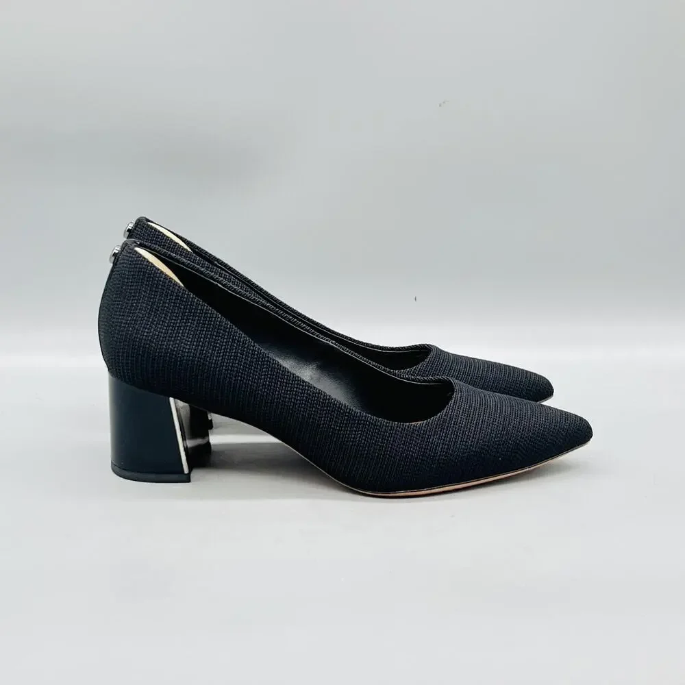 Donald Pliner Shoes Womens 7.5 Black Textured Block Heel Pumps Pointed Toe